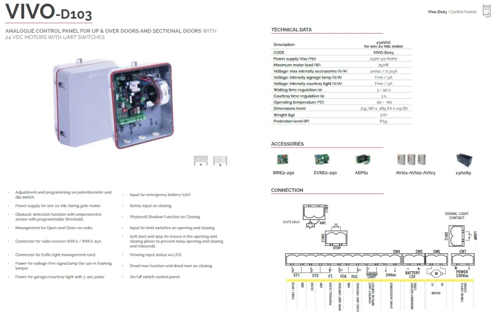 VIVO-D103 - Analogová řídící jednotka pro pohon na 24Vdc