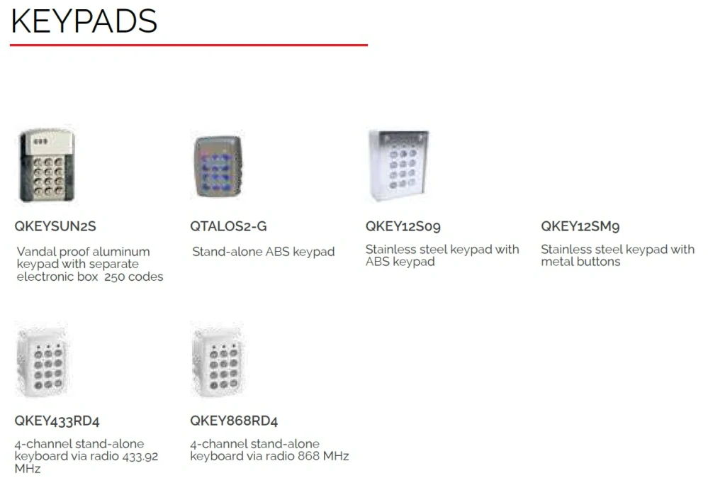 66-QKEY433RD4 - Bezdrátová klávesnice z ABS, bateriové napájená, frekvence 433,92MHz, 4 kanály